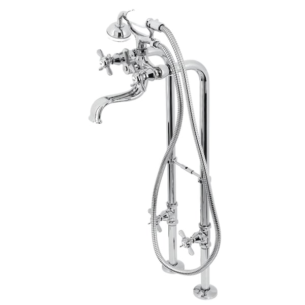 Kingston Brass CCK246K1 Freestanding Clawfoot Tub Faucet Package with Supply Line, Polished Chrome CCK246K1 - main